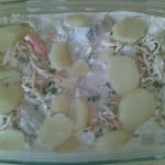 Ostatnia warstwa ziemniaków na dorszu