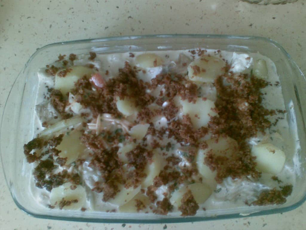 Bułka tarta na dorszu